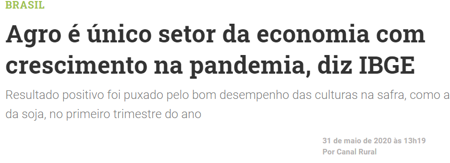 agro único setor que cresceu na pandemia, ibge